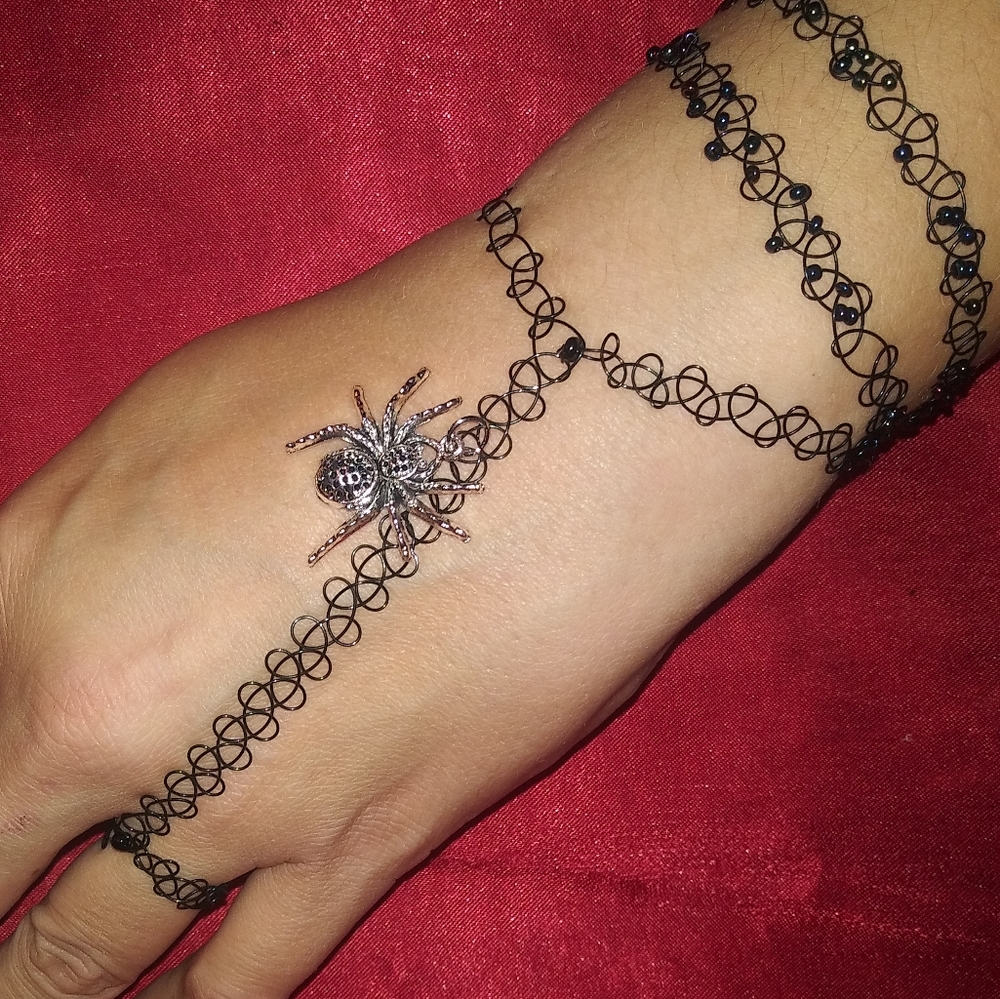 Tattoo style slave bracelet ring set,bracelet ring